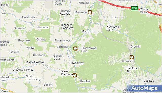 mapa Tkaczewska Góra, Tkaczewska Góra na mapie Targeo