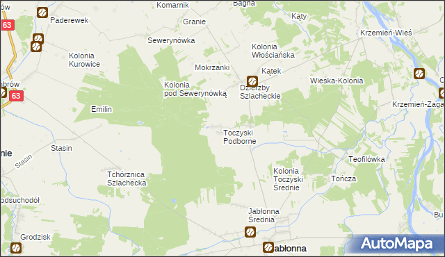 mapa Toczyski Podborne, Toczyski Podborne na mapie Targeo