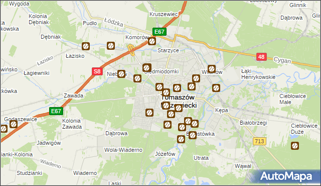 mapa Tomaszów Mazowiecki, Tomaszów Mazowiecki na mapie Targeo
