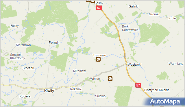 mapa Trutnowo gmina Bartoszyce, Trutnowo gmina Bartoszyce na mapie Targeo