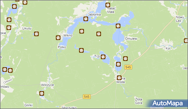 mapa Trzciano gmina Nidzica, Trzciano gmina Nidzica na mapie Targeo