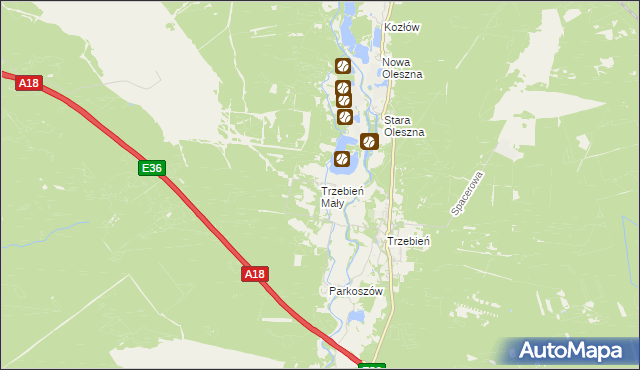 mapa Trzebień Mały, Trzebień Mały na mapie Targeo