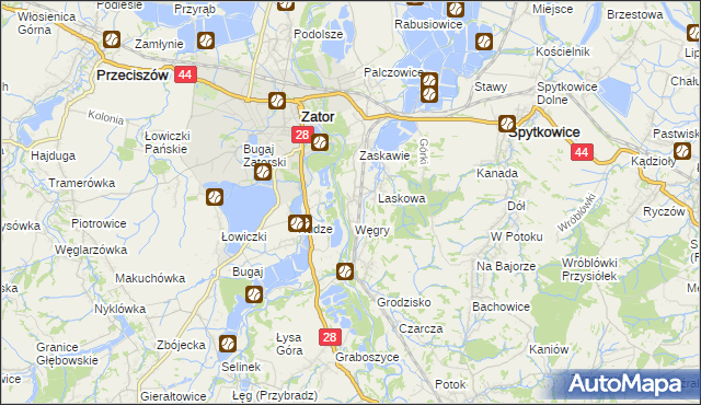 mapa Trzebieńczyce, Trzebieńczyce na mapie Targeo