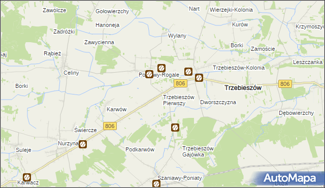 mapa Trzebieszów Pierwszy, Trzebieszów Pierwszy na mapie Targeo