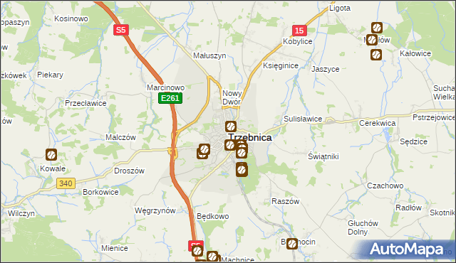 mapa Trzebnica, Trzebnica na mapie Targeo