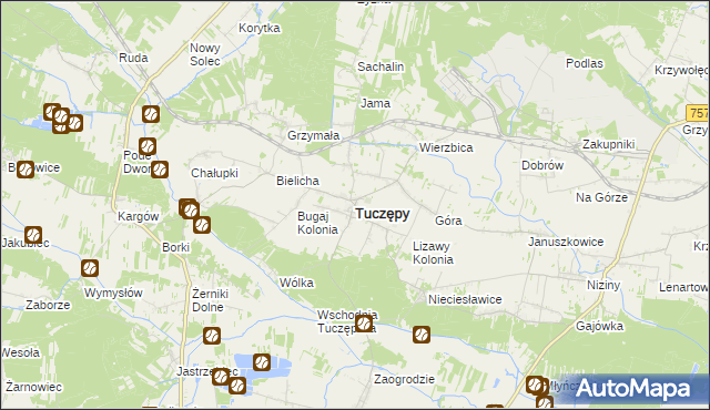 mapa Tuczępy powiat buski, Tuczępy powiat buski na mapie Targeo
