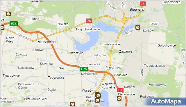 mapa Tuliszów, Tuliszów na mapie Targeo