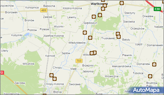 mapa Tur gmina Wartkowice, Tur gmina Wartkowice na mapie Targeo