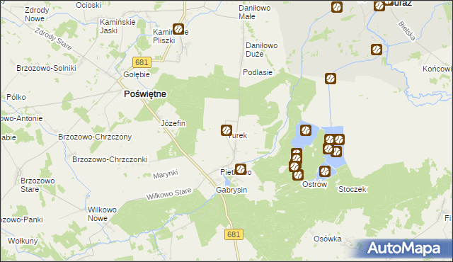 mapa Turek gmina Poświętne, Turek gmina Poświętne na mapie Targeo