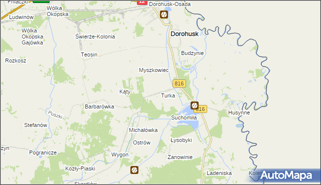 mapa Turka gmina Dorohusk, Turka gmina Dorohusk na mapie Targeo