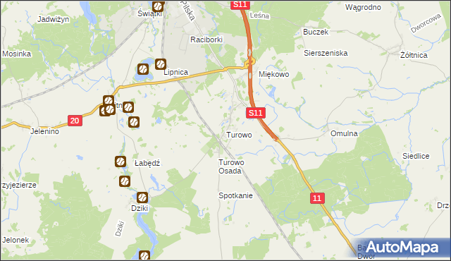 mapa Turowo gmina Szczecinek, Turowo gmina Szczecinek na mapie Targeo