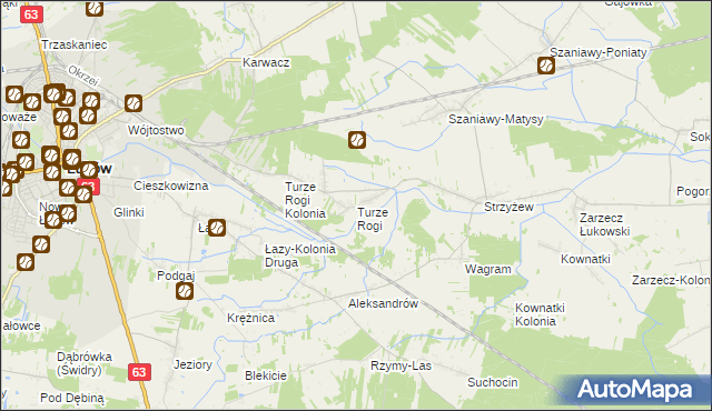 mapa Turze Rogi, Turze Rogi na mapie Targeo