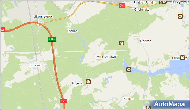mapa Twierdzielewo, Twierdzielewo na mapie Targeo