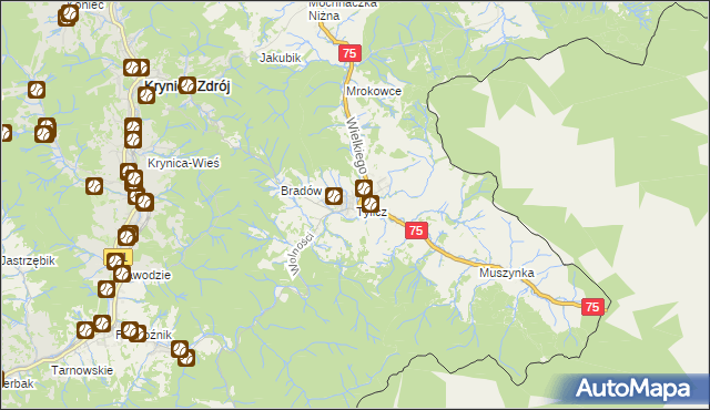 mapa Tylicz, Tylicz na mapie Targeo