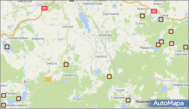 mapa Ugoszcz gmina Studzienice, Ugoszcz gmina Studzienice na mapie Targeo