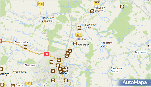 mapa Uniegoszcz, Uniegoszcz na mapie Targeo