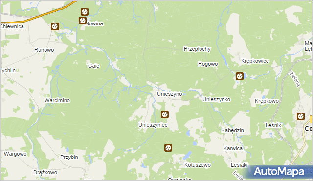 mapa Unieszyno, Unieszyno na mapie Targeo