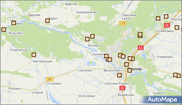 mapa Uścikówiec, Uścikówiec na mapie Targeo