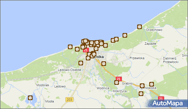 mapa Ustka, Ustka na mapie Targeo