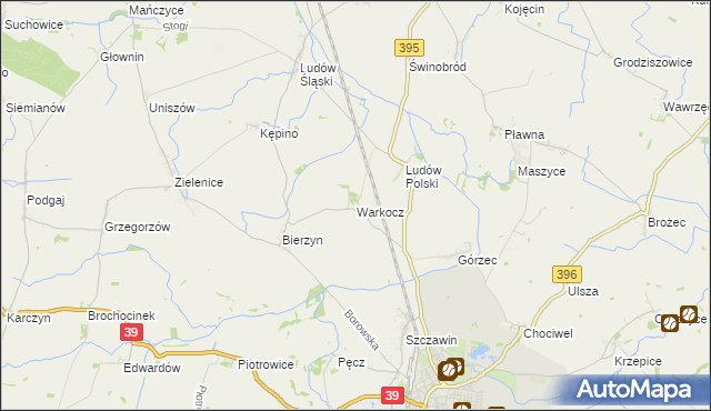 mapa Warkocz gmina Strzelin, Warkocz gmina Strzelin na mapie Targeo