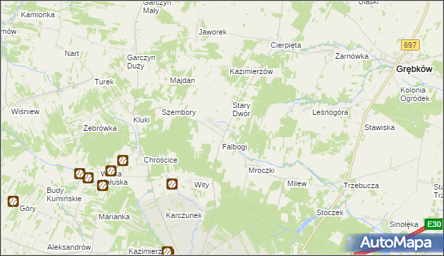 mapa Wąsy, Wąsy na mapie Targeo