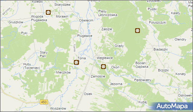 mapa Węglewice gmina Galewice, Węglewice gmina Galewice na mapie Targeo