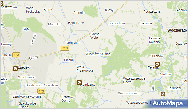 mapa Wilamów gmina Szadek, Wilamów gmina Szadek na mapie Targeo