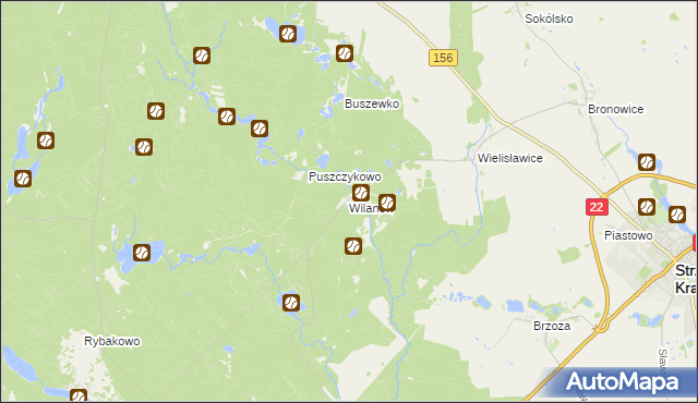 mapa Wilanów gmina Strzelce Krajeńskie, Wilanów gmina Strzelce Krajeńskie na mapie Targeo