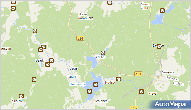 mapa Wilcze gmina Wolsztyn, Wilcze gmina Wolsztyn na mapie Targeo