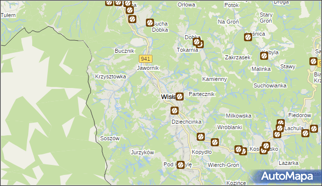mapa Wisła, Wisła na mapie Targeo