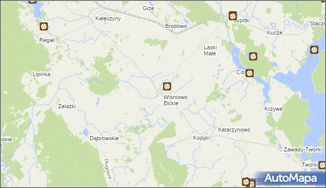 mapa Wiśniowo Ełckie, Wiśniowo Ełckie na mapie Targeo