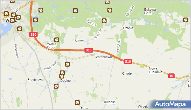 mapa Witankowo, Witankowo na mapie Targeo