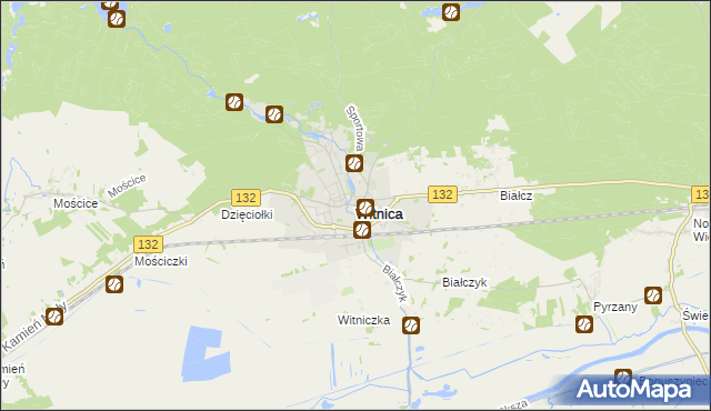 mapa Witnica powiat gorzowski, Witnica powiat gorzowski na mapie Targeo