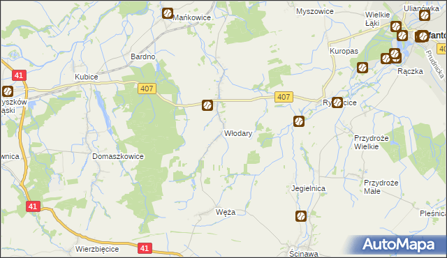 mapa Włodary, Włodary na mapie Targeo