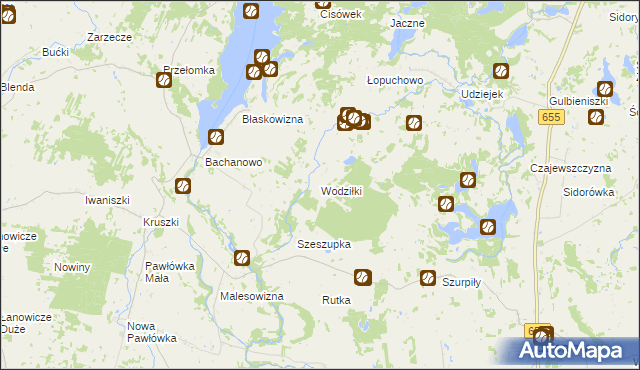 mapa Wodziłki, Wodziłki na mapie Targeo