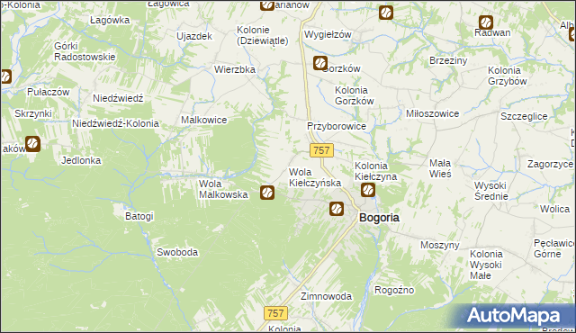 mapa Wola Kiełczyńska, Wola Kiełczyńska na mapie Targeo