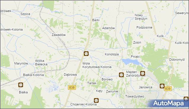 mapa Wola Korybutowa Druga, Wola Korybutowa Druga na mapie Targeo