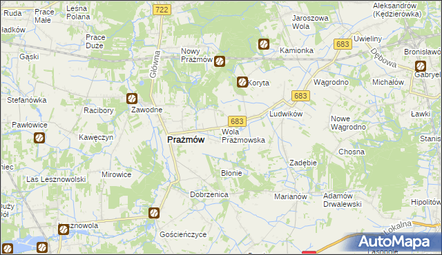 mapa Wola Prażmowska, Wola Prażmowska na mapie Targeo