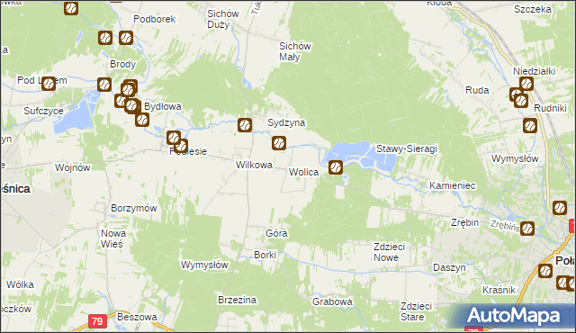 mapa Wolica gmina Łubnice, Wolica gmina Łubnice na mapie Targeo