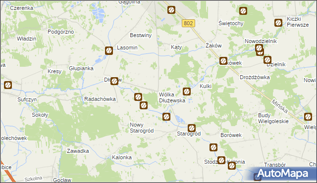 mapa Wólka Dłużewska, Wólka Dłużewska na mapie Targeo