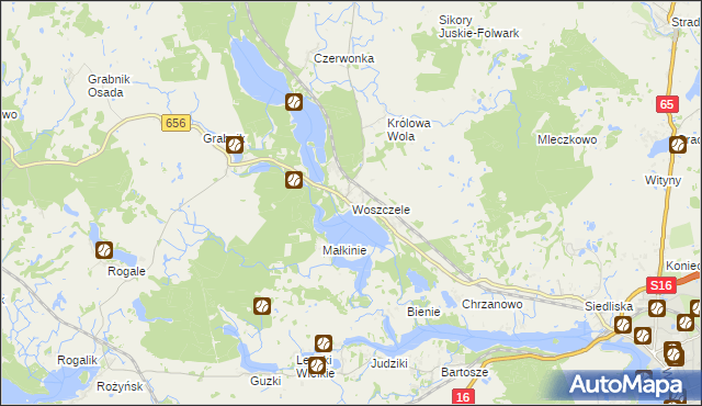 mapa Woszczele, Woszczele na mapie Targeo