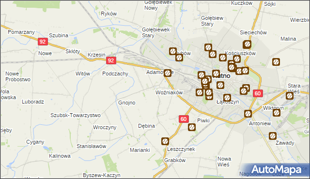 mapa Woźniaków, Woźniaków na mapie Targeo