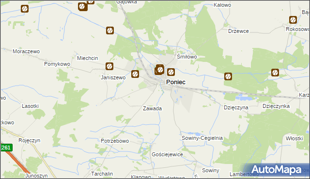 mapa Wydawy gmina Poniec, Wydawy gmina Poniec na mapie Targeo