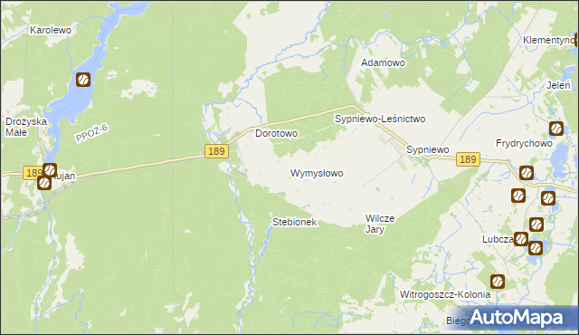 mapa Wymysłowo gmina Więcbork, Wymysłowo gmina Więcbork na mapie Targeo