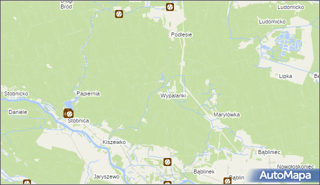 mapa Wypalanki gmina Oborniki, Wypalanki gmina Oborniki na mapie Targeo