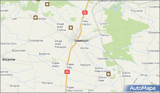 mapa Wyrów gmina Stawiszyn, Wyrów gmina Stawiszyn na mapie Targeo