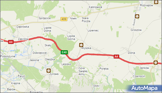 mapa Wysoka gmina Leśnica, Wysoka gmina Leśnica na mapie Targeo