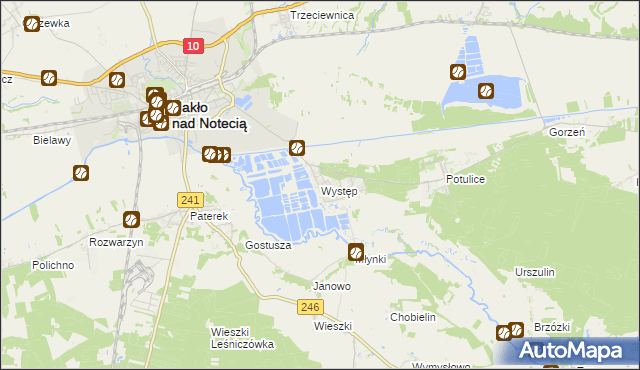 mapa Występ gmina Nakło nad Notecią, Występ gmina Nakło nad Notecią na mapie Targeo