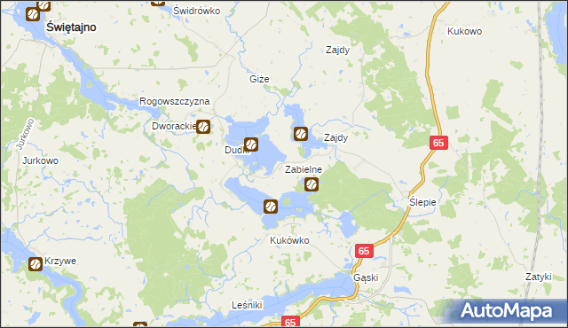 mapa Zabielne gmina Olecko, Zabielne gmina Olecko na mapie Targeo