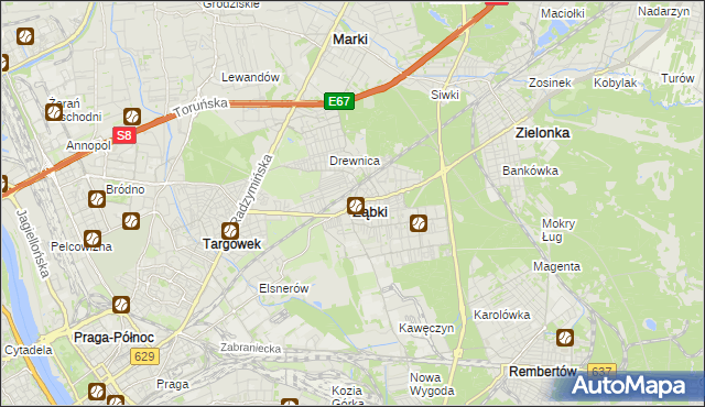 mapa Ząbki powiat wołomiński, Ząbki powiat wołomiński na mapie Targeo